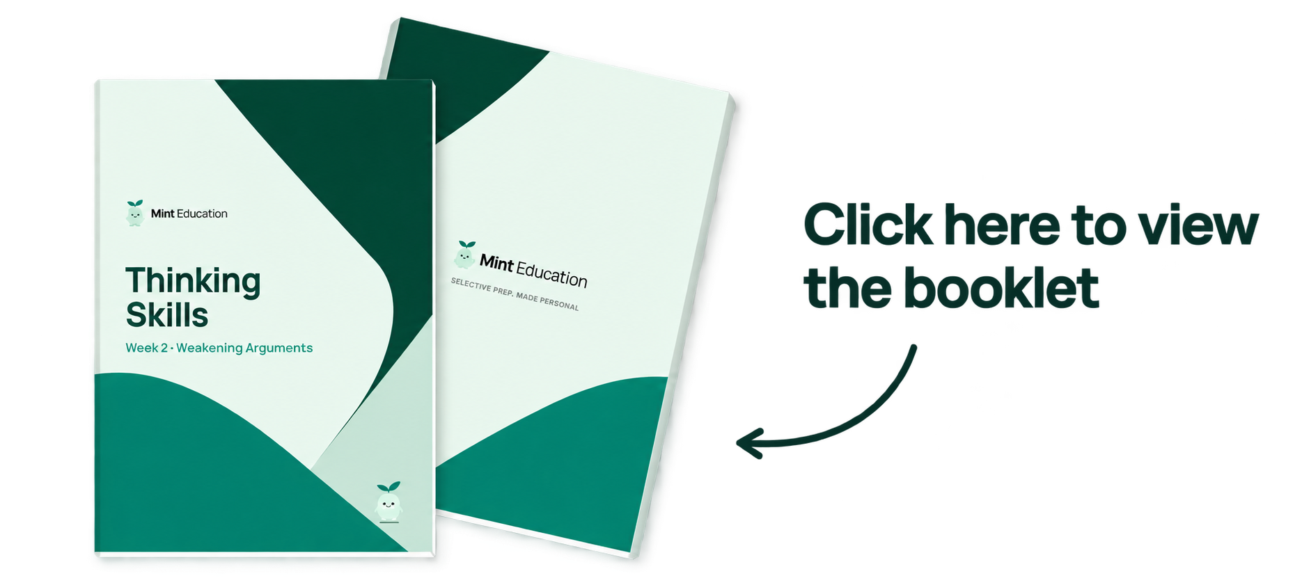 Front and back covers of the Mint Education Thinking Skills lesson booklet: Week 2, Weakening Arguments.